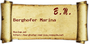 Berghofer Marina névjegykártya